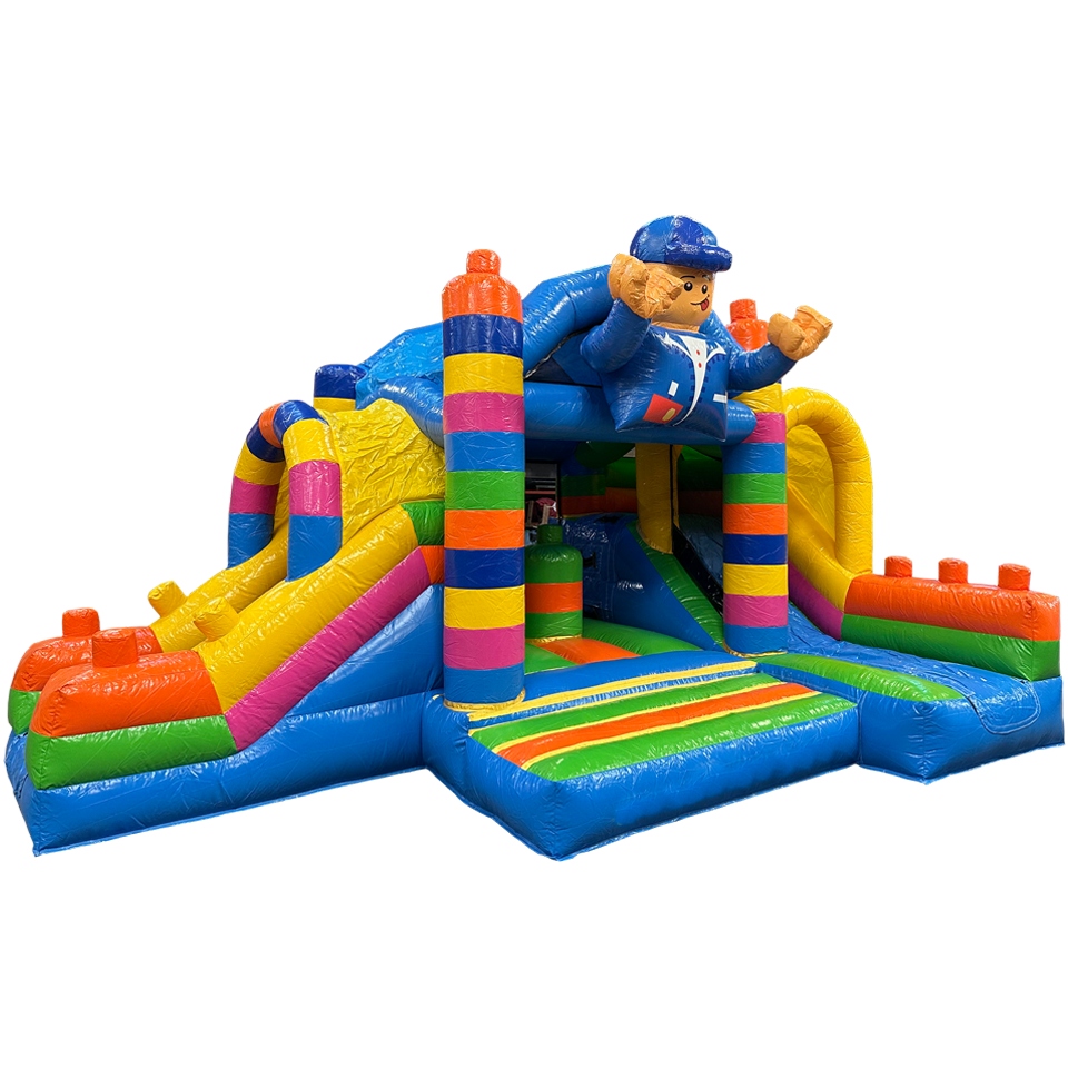 Blocs Colorés Château Gonflable Avec 2 Toboggans