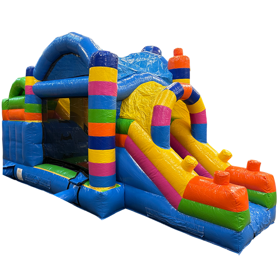 Blocs Colorés Château Gonflable Avec 2 Toboggans