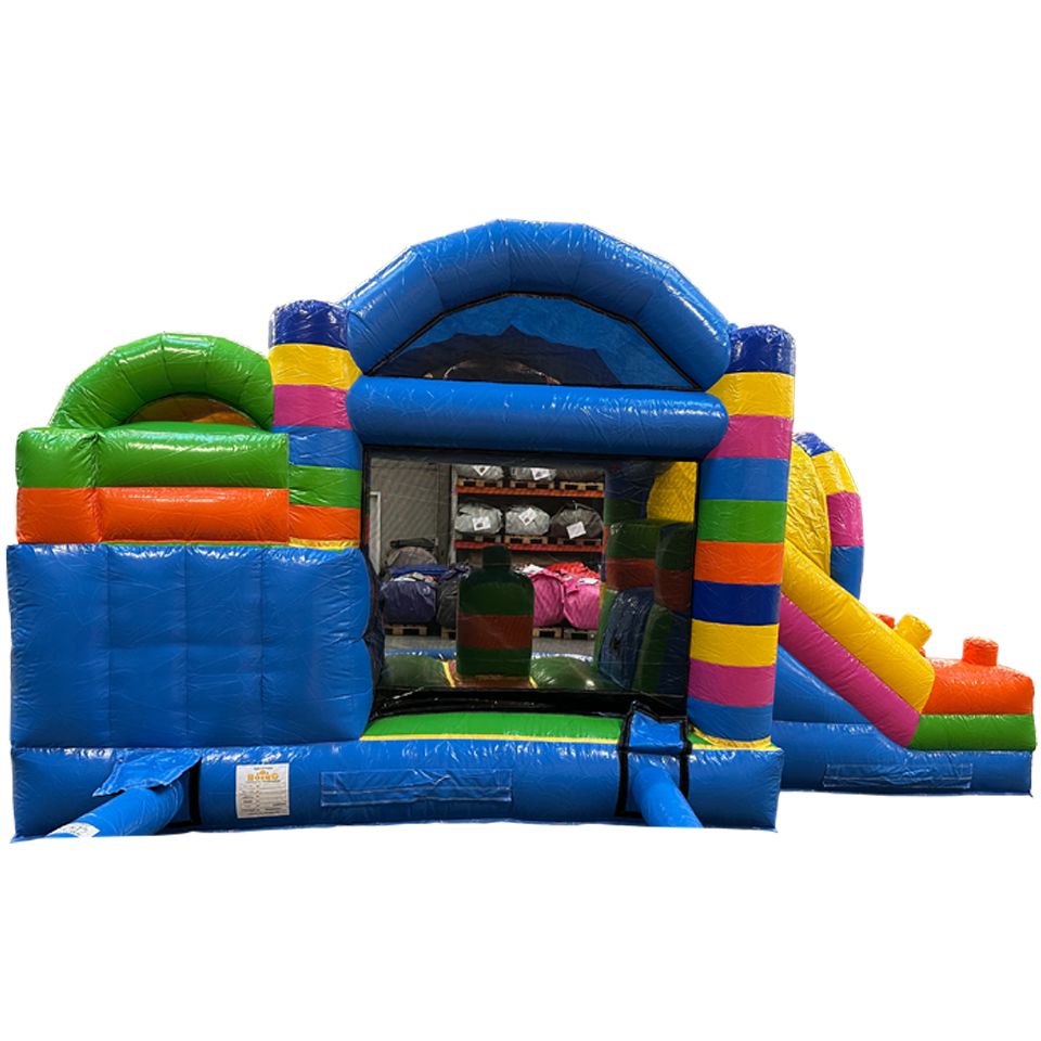 Blocs Colorés Château Gonflable Avec 2 Toboggans