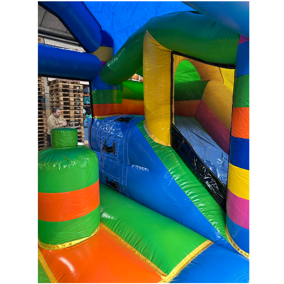 Blocs Colorés Château Gonflable Avec 2 Toboggans