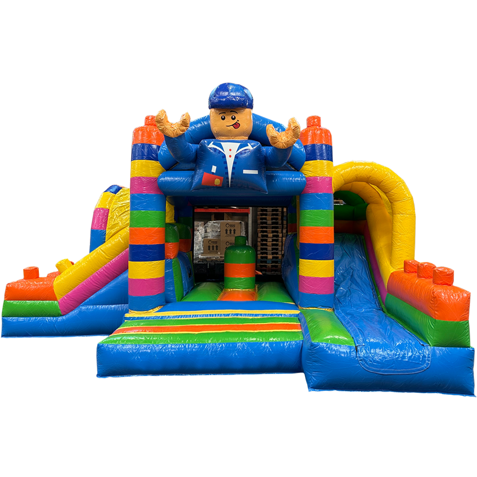 Blocs Colorés Château Gonflable Avec 2 Toboggans