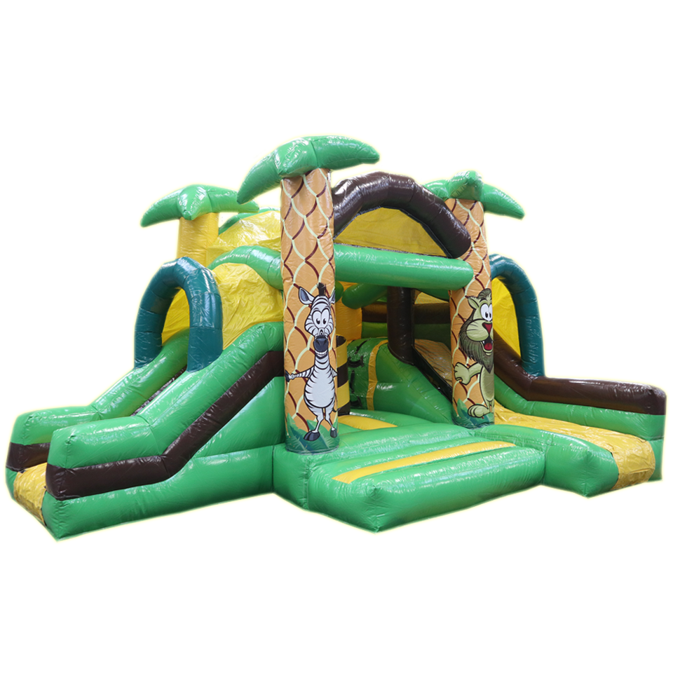 Jungle Château Gonflable Avec 2 Toboggans