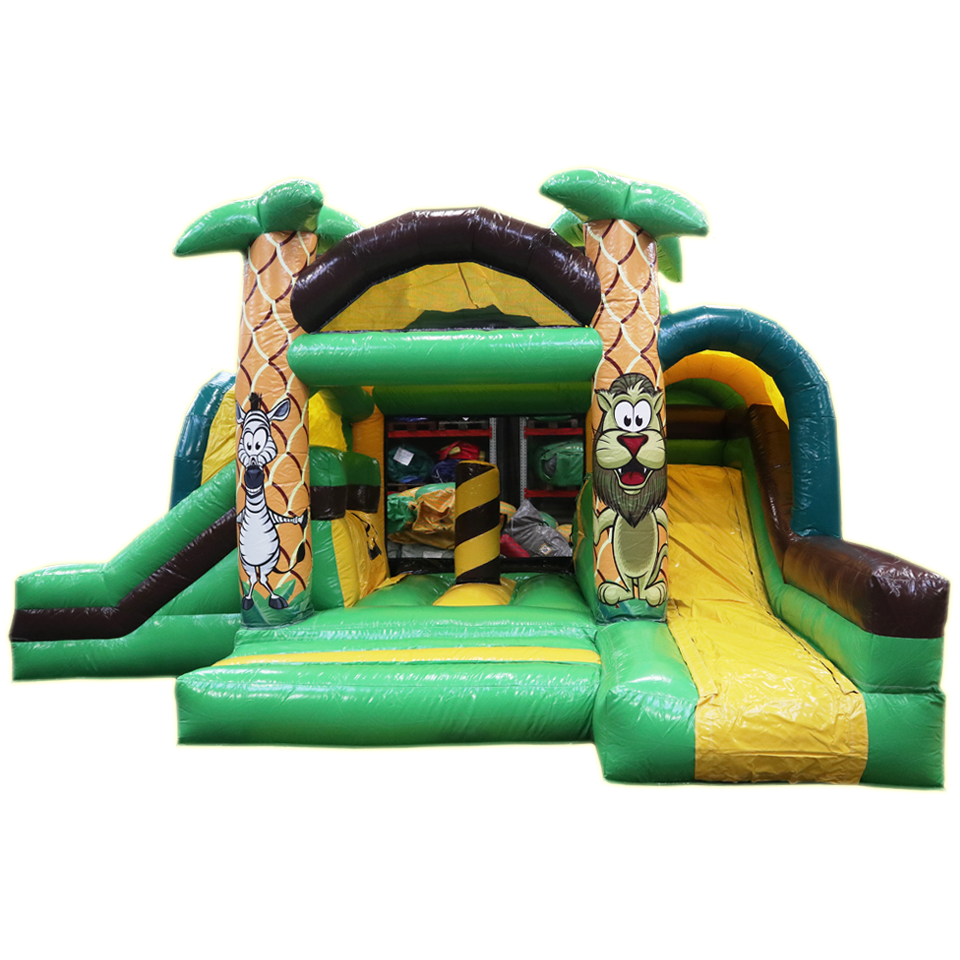 Jungle Château Gonflable Avec 2 Toboggans