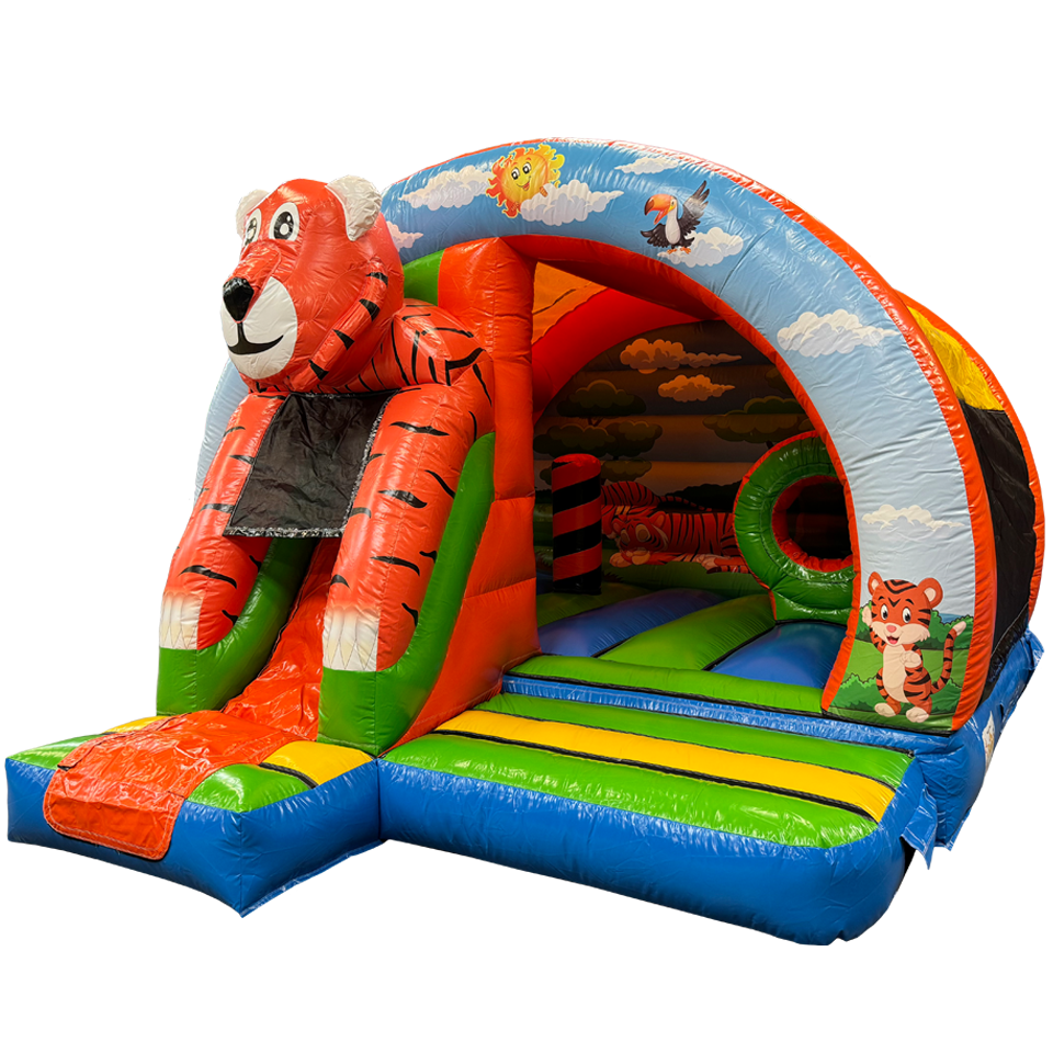 Arch Midi 3D Tijger Springkasteel Met Obstakels