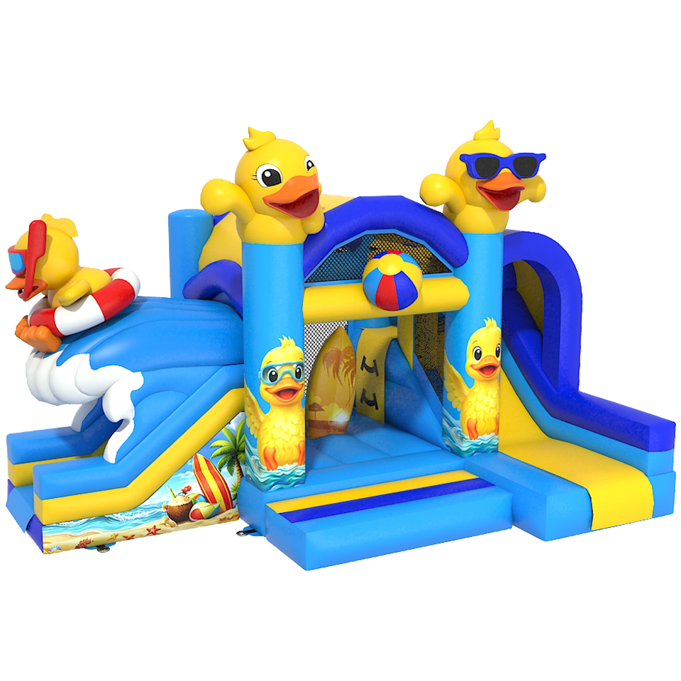 Château Gonflable avec 2 Toboggans 3D Canard