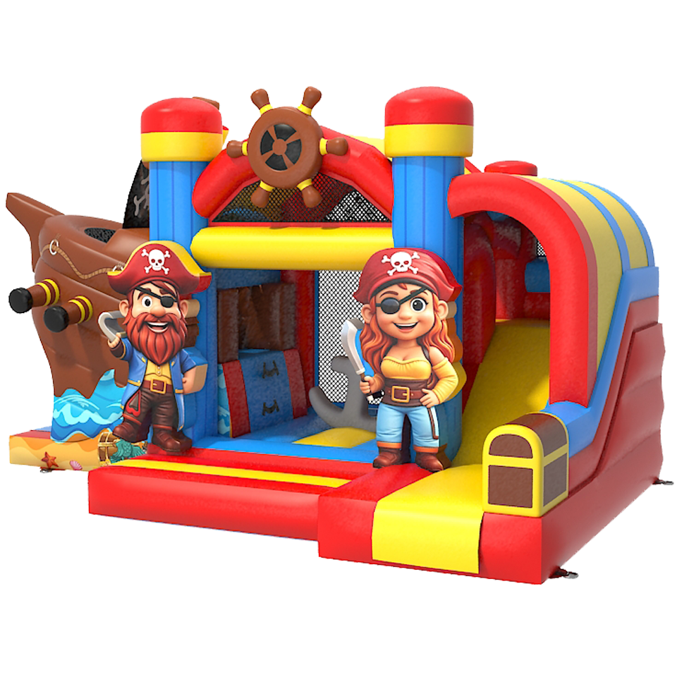Château Gonflable avec 2 Toboggans 3D Ferme