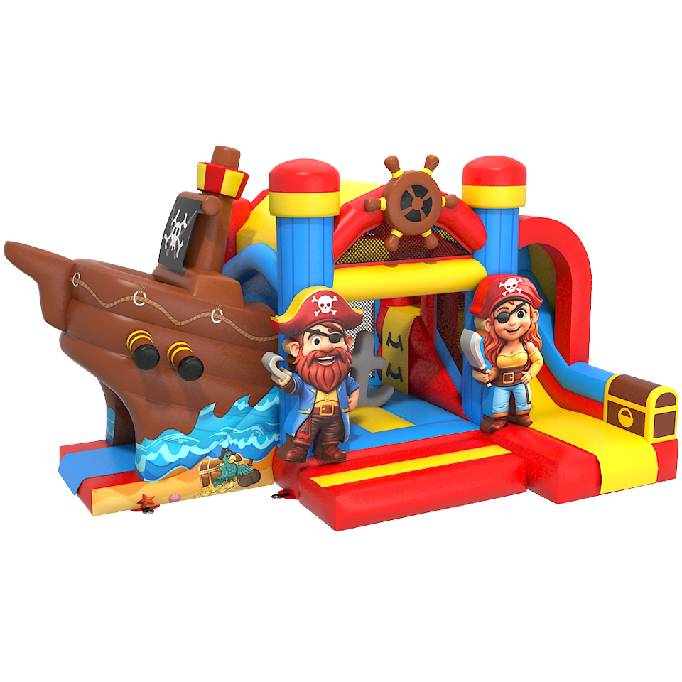 Château Gonflable avec 2 Toboggans 3D Ferme