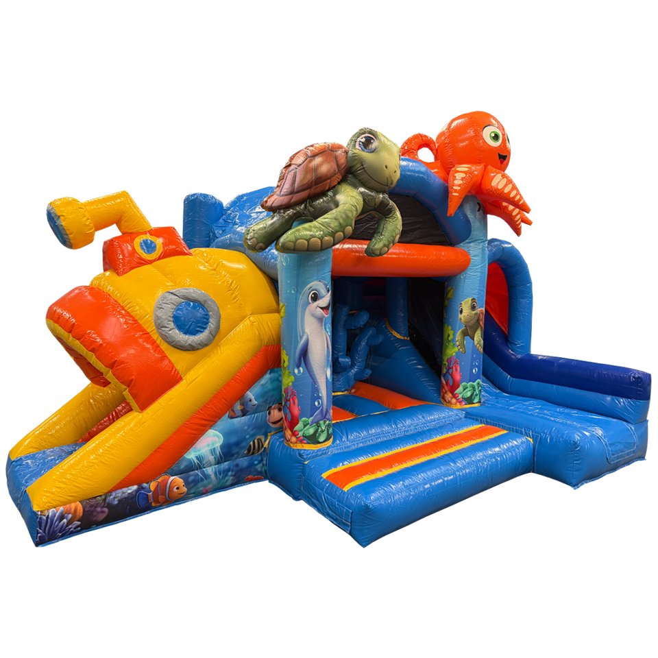 Bouncy Castle with 2 Slides 3D Sea