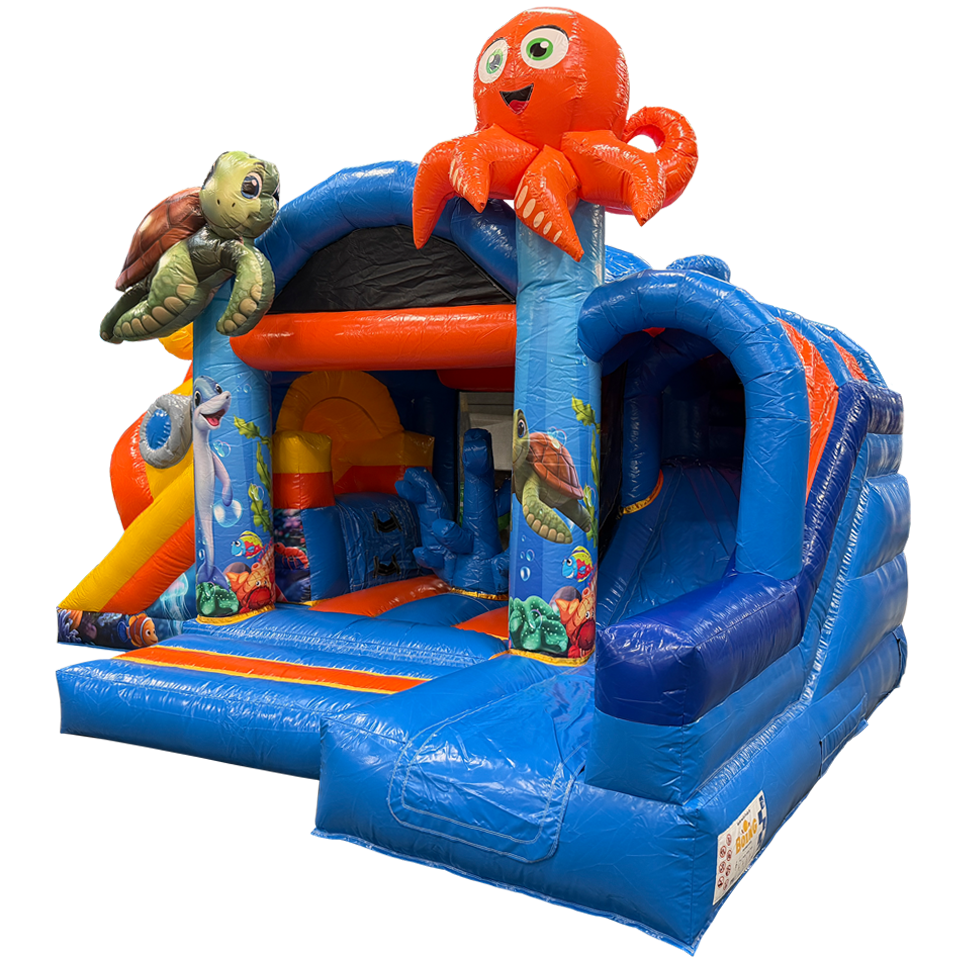 Bouncy Castle with 2 Slides 3D Sea