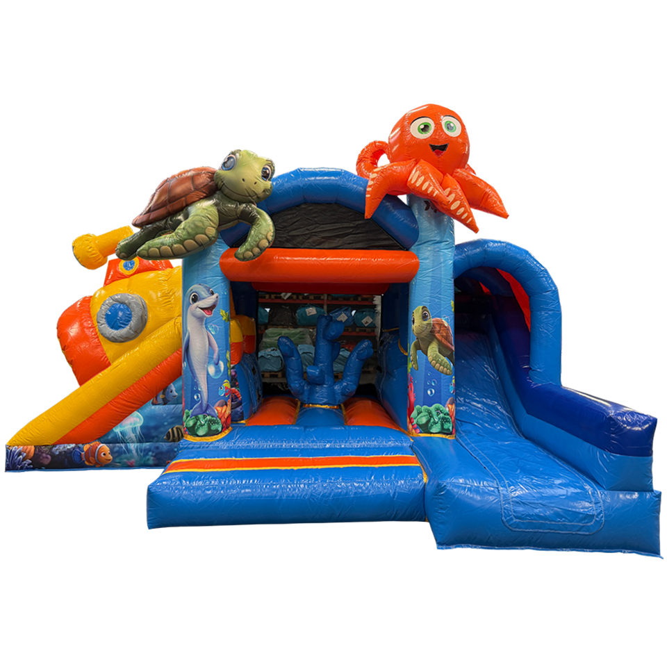 Bouncy Castle with 2 Slides 3D Sea