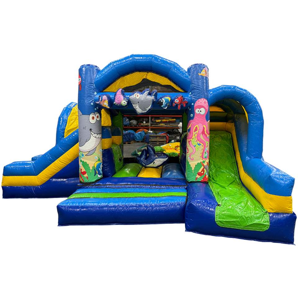 Château Gonflable avec 2 Toboggans Mer