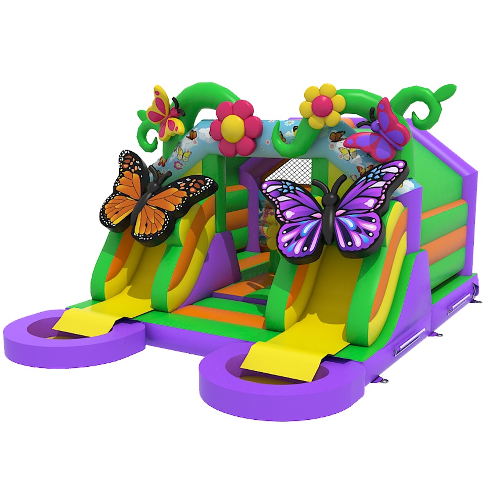 Combo Midi 2 Toboggans Château Gonflable Papillon