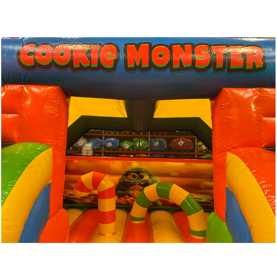 Combo Midi 2 Slides Cookie Monster Inflatable Without Pools