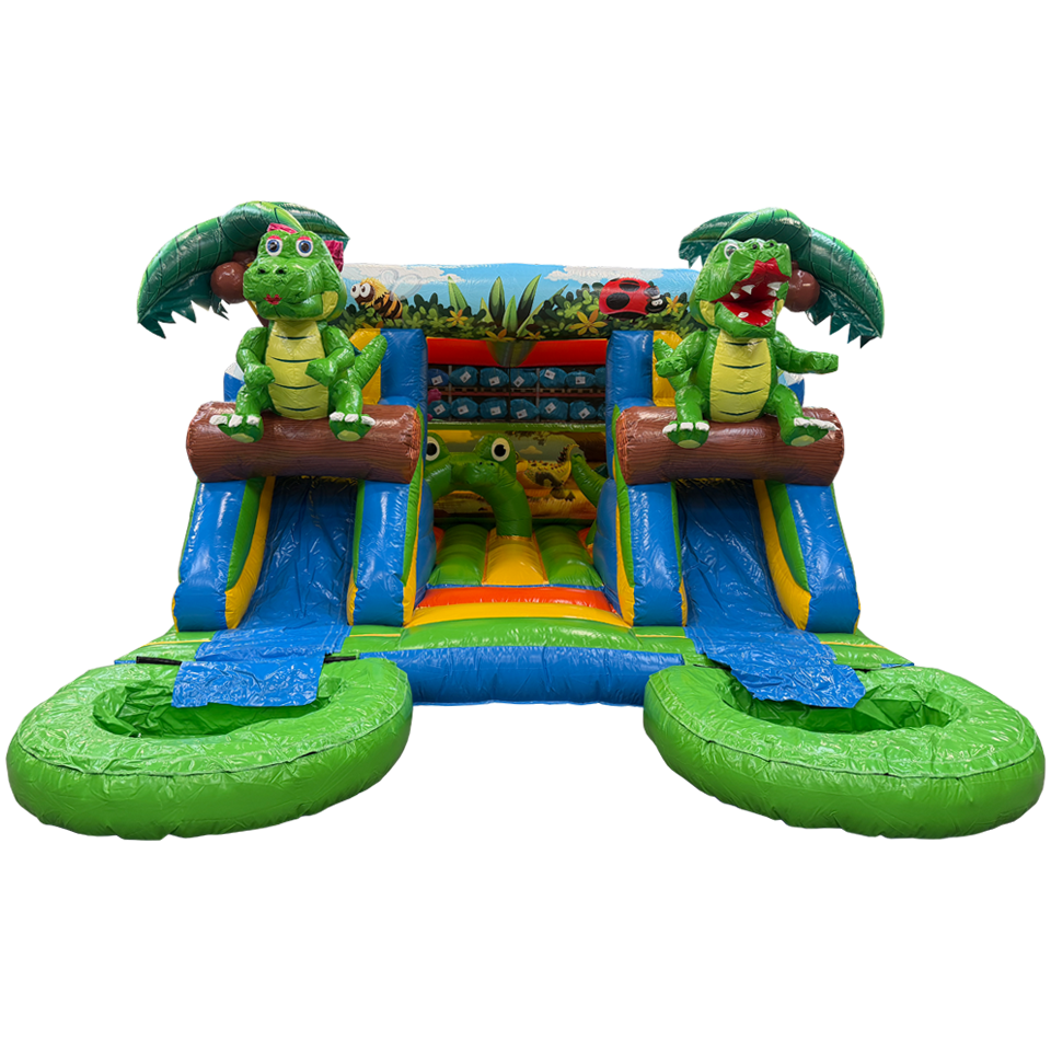 Combo Midi 2 Toboggans Crocodile Château Gonflable
