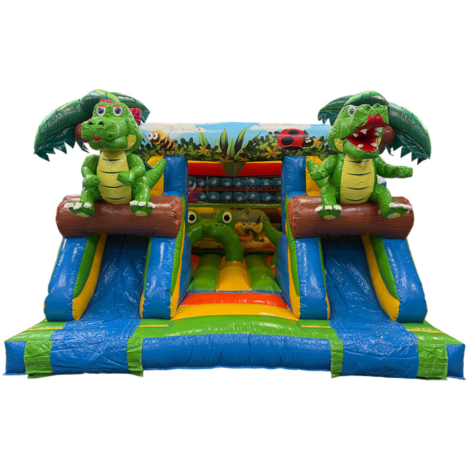 Combo Midi 2 Toboggans Crocodile Château Gonflable