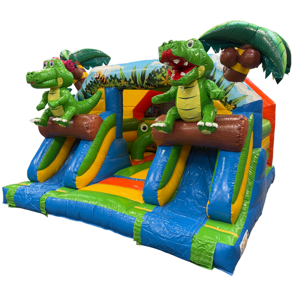 Combo Midi 2 Toboggans Crocodile Château Gonflable