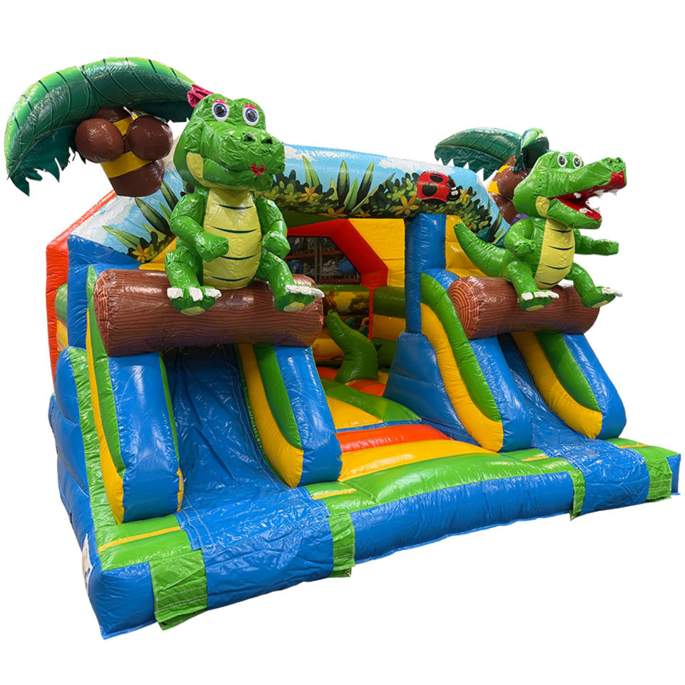 Combo Midi 2 Toboggans Crocodile Château Gonflable