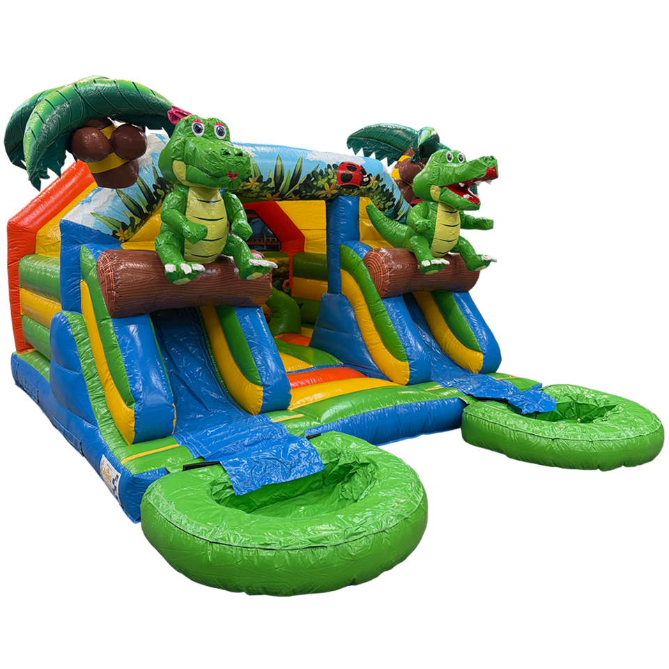 Combo Midi 2 Toboggans Crocodile Château Gonflable