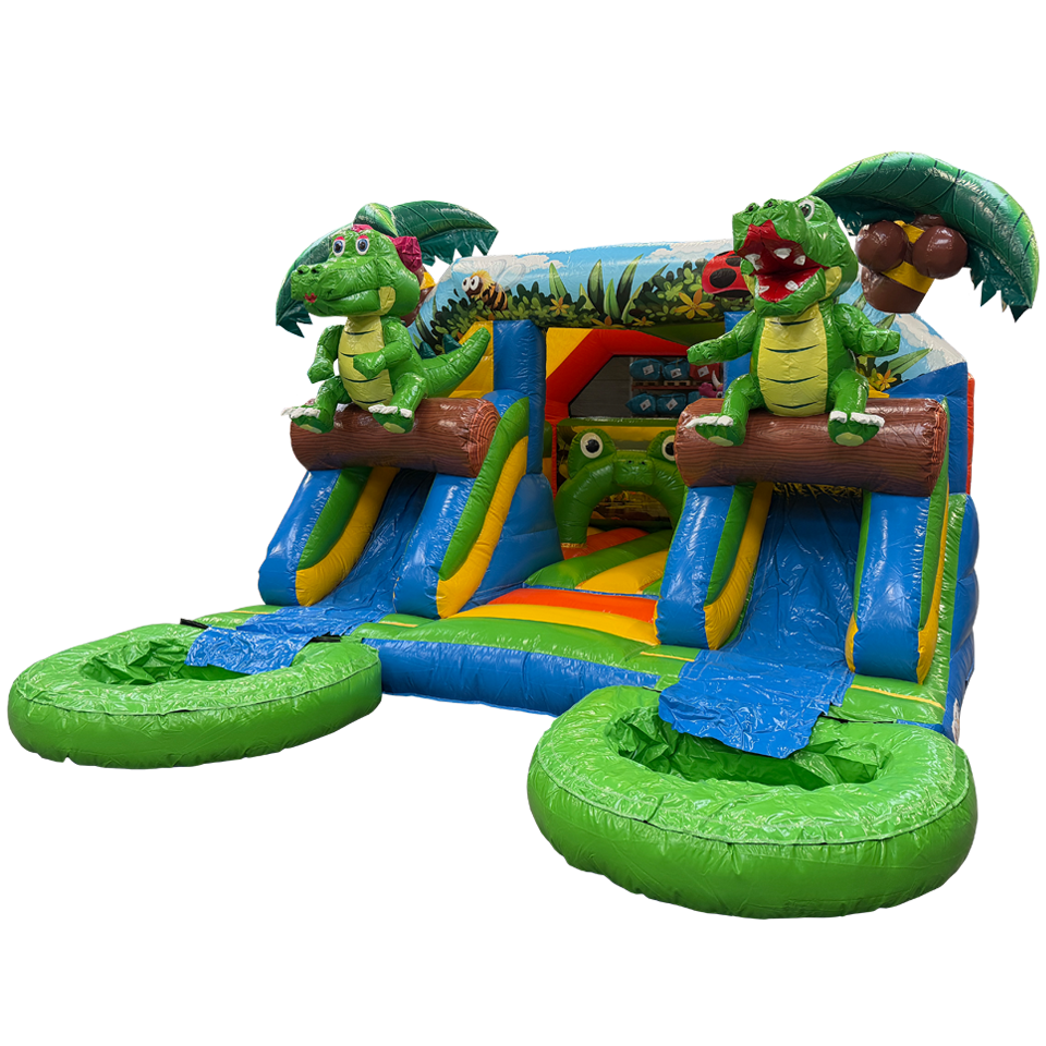Combo Midi 2 Toboggans Crocodile Château Gonflable