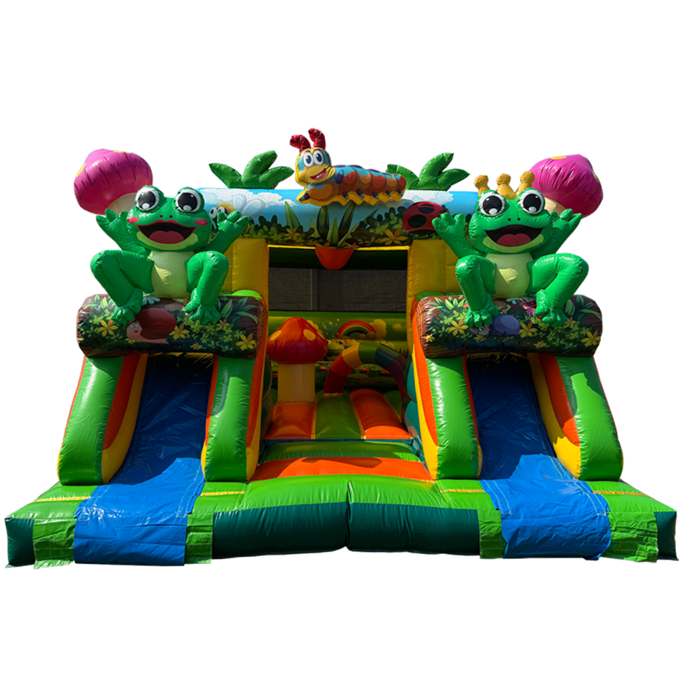 Château gonflable Combi Midi 2 toboggans Grenouille