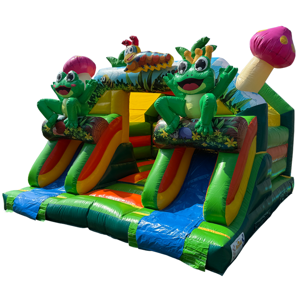 Château gonflable Combi Midi 2 toboggans Grenouille