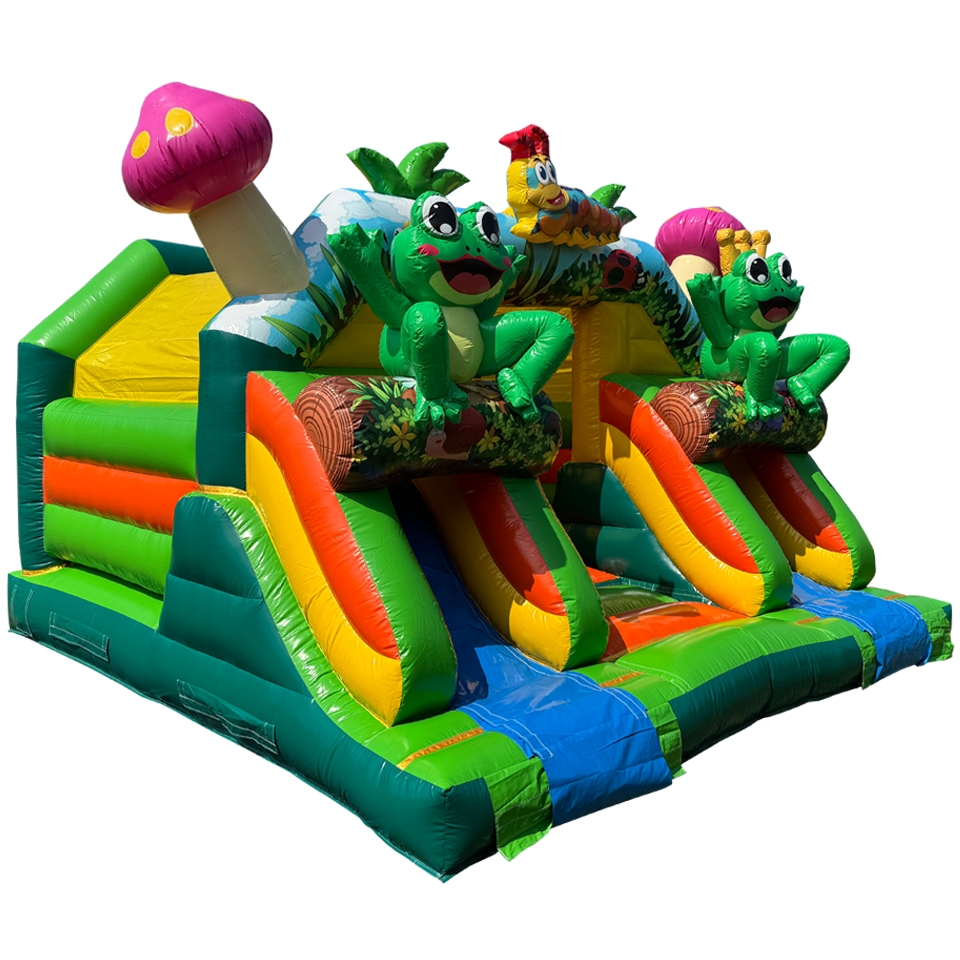 Château gonflable Combi Midi 2 toboggans Grenouille