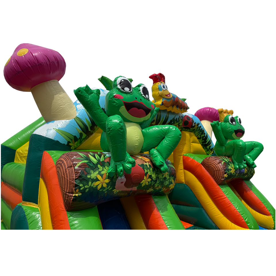 Château gonflable Combi Midi 2 toboggans Grenouille