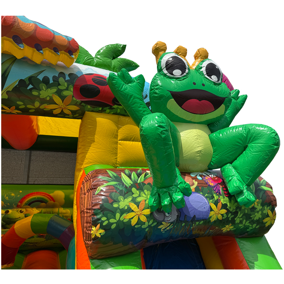 Château gonflable Combi Midi 2 toboggans Grenouille