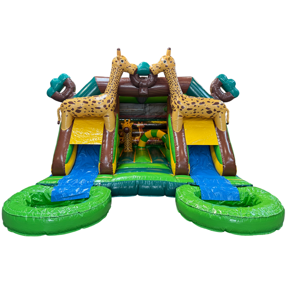 Château Gonflable Combo Midi 2 Toboggans Girafe