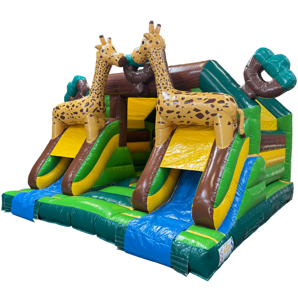 Château Gonflable Combo Midi 2 Toboggans Girafe