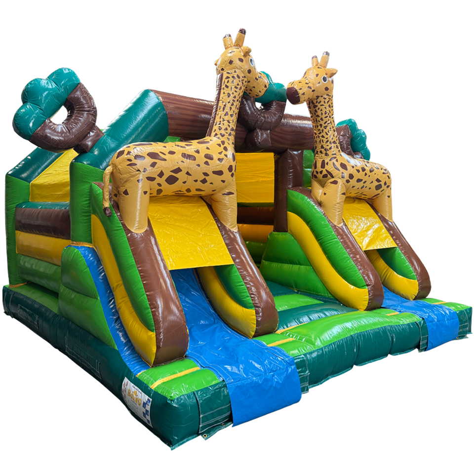 Château Gonflable Combo Midi 2 Toboggans Girafe