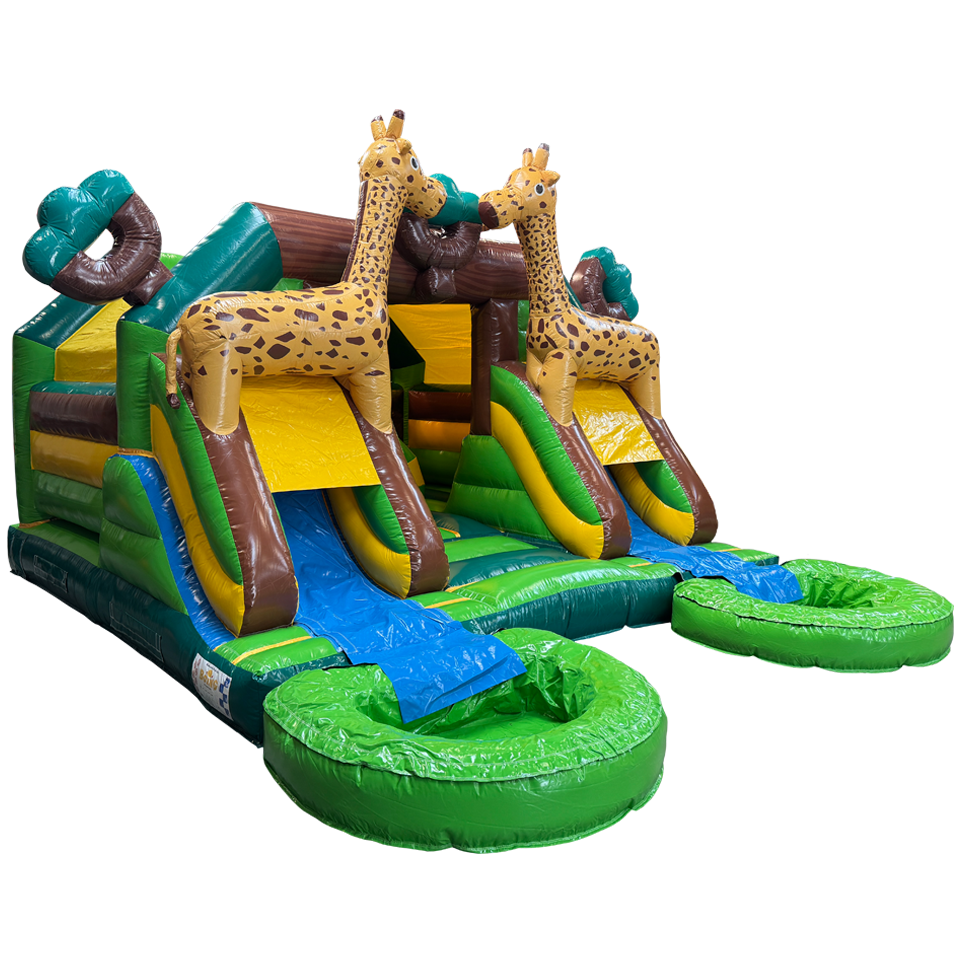 Château Gonflable Combo Midi 2 Toboggans Girafe