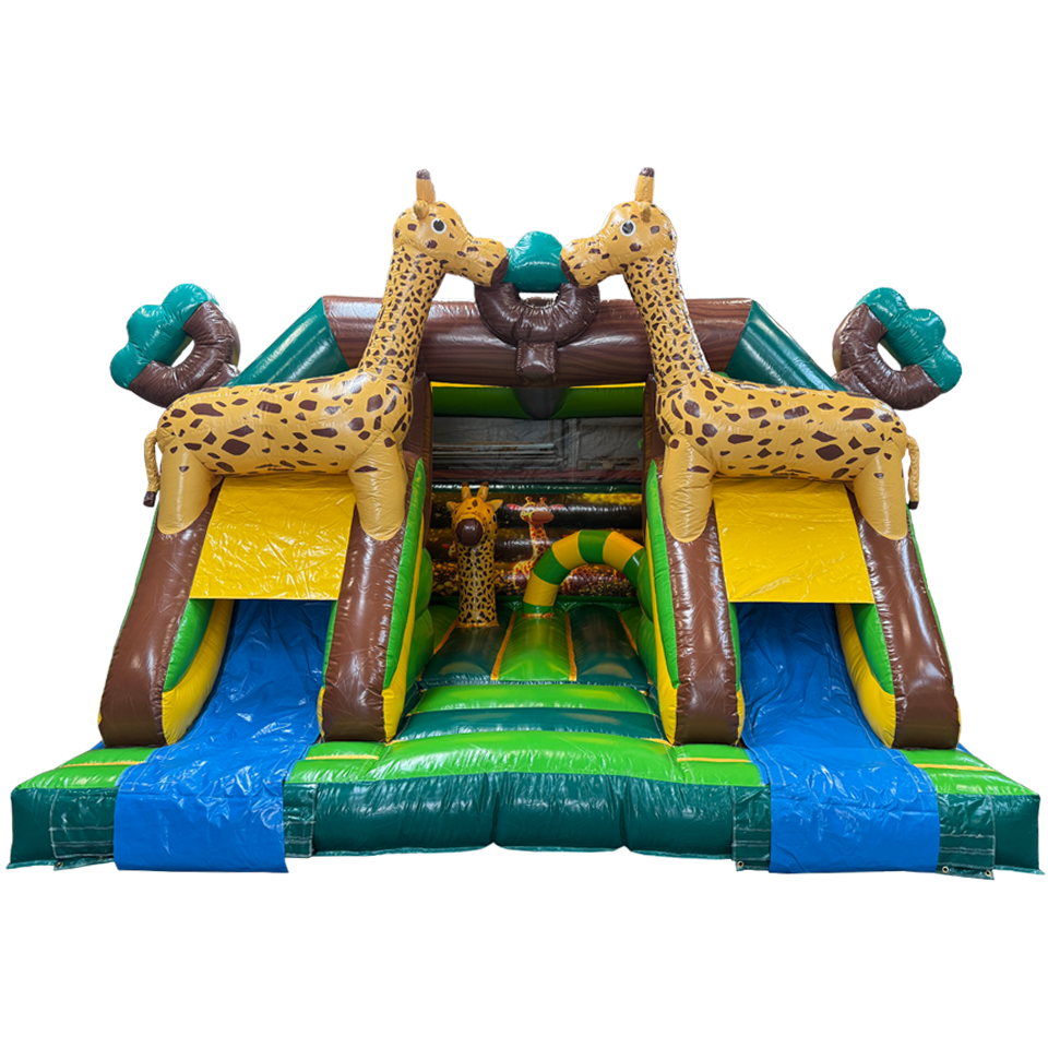 Château Gonflable Combo Midi 2 Toboggans Girafe