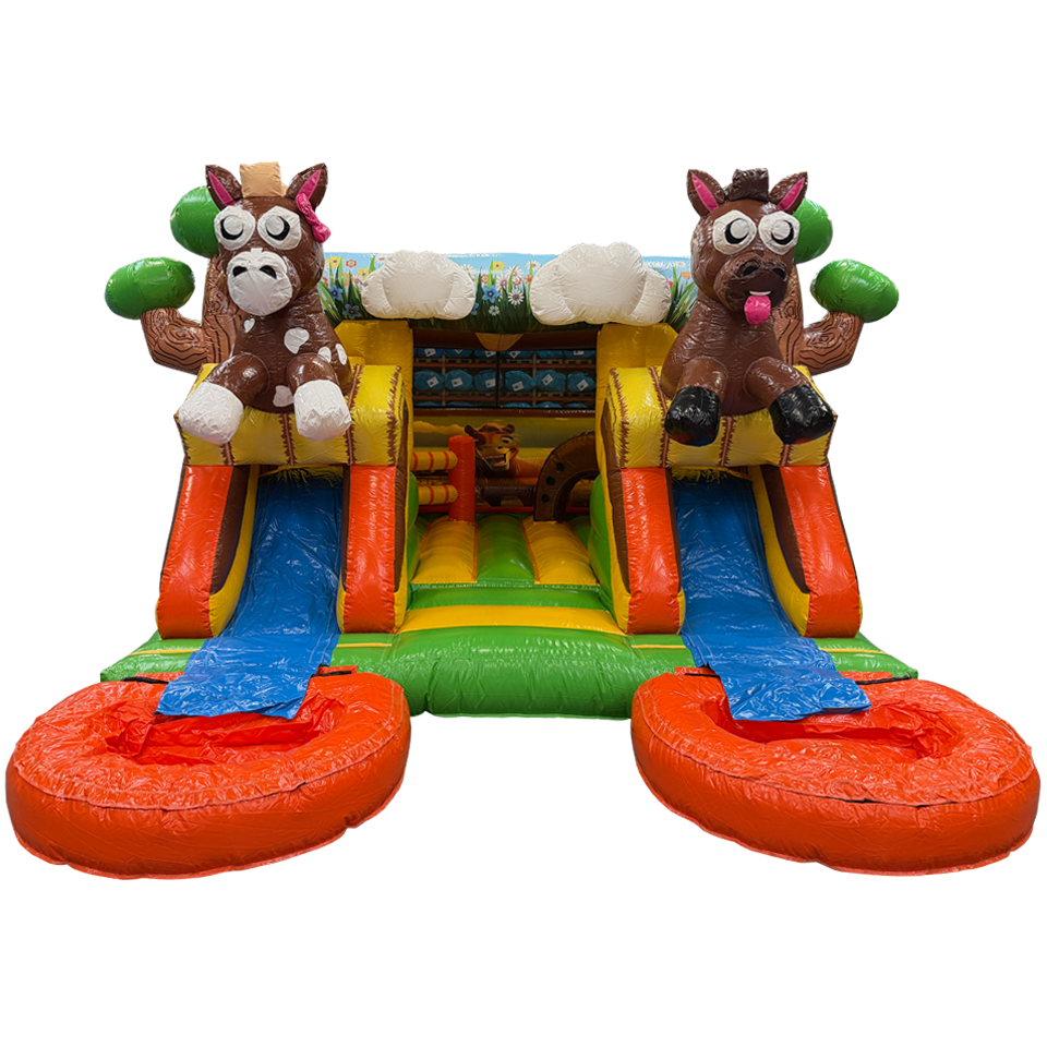 Combo Midi 2 Slides Horses Inflatable