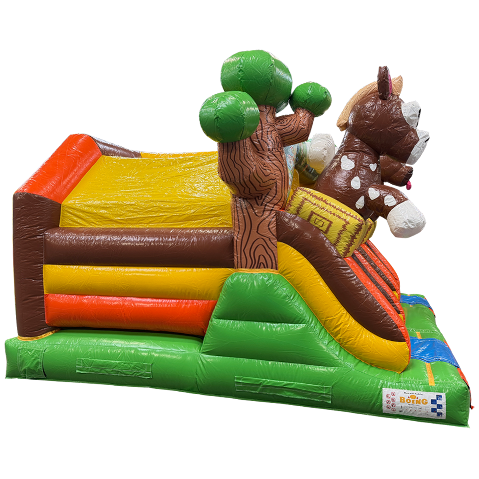 Château gonflable combo midi 2 toboggans Chevaux