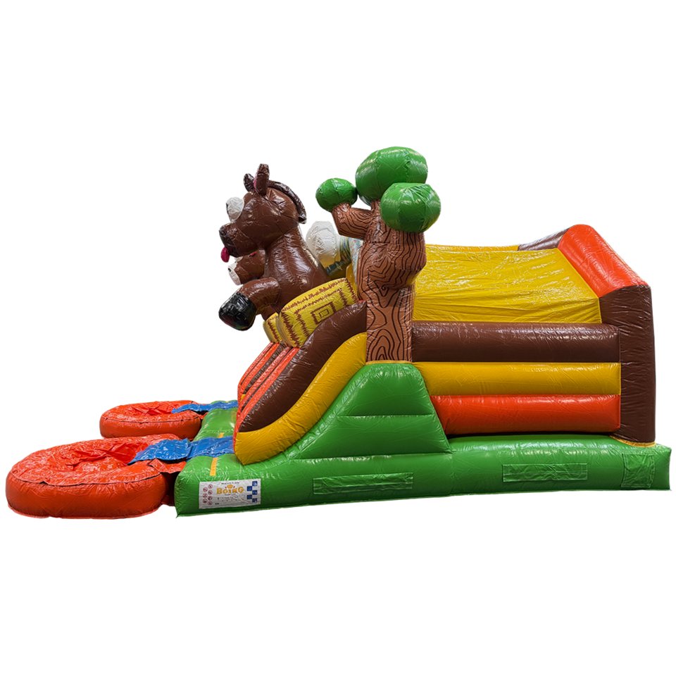 Château gonflable combo midi 2 toboggans Chevaux