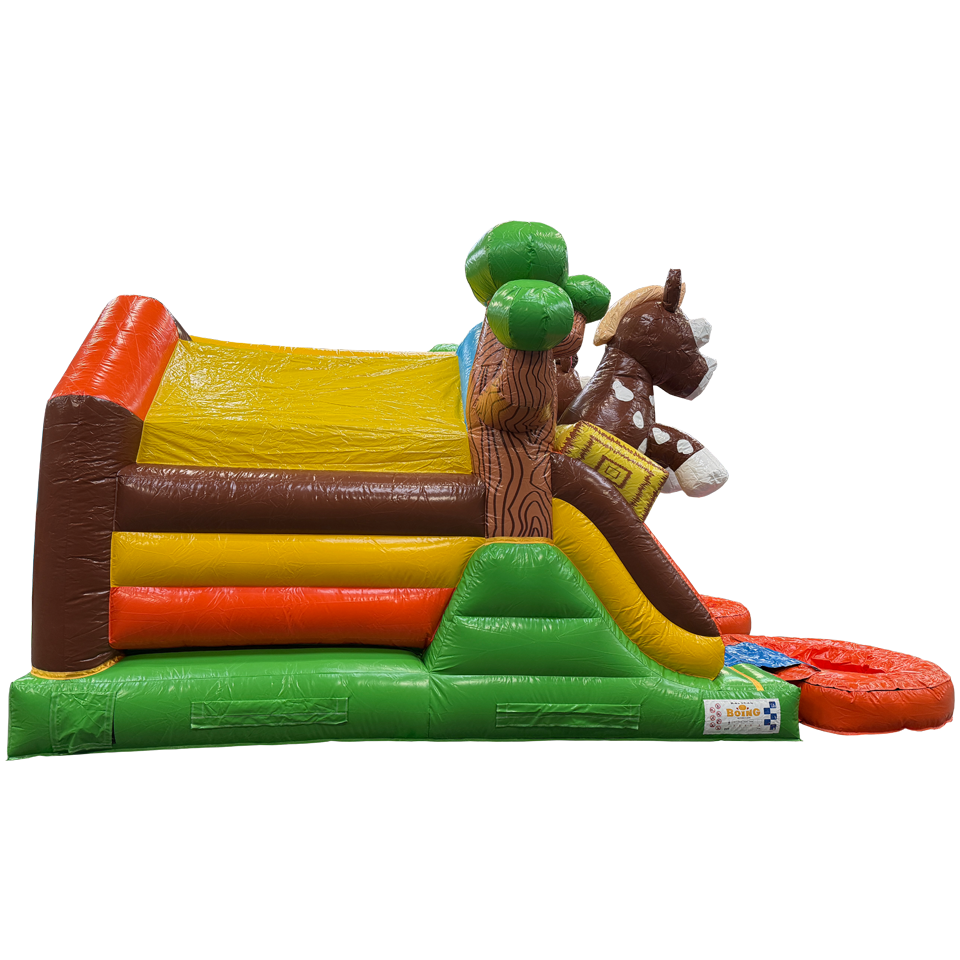 Château gonflable combo midi 2 toboggans Chevaux