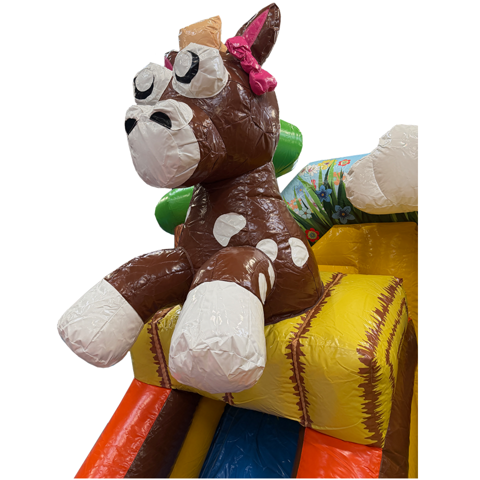 Château gonflable combo midi 2 toboggans Chevaux
