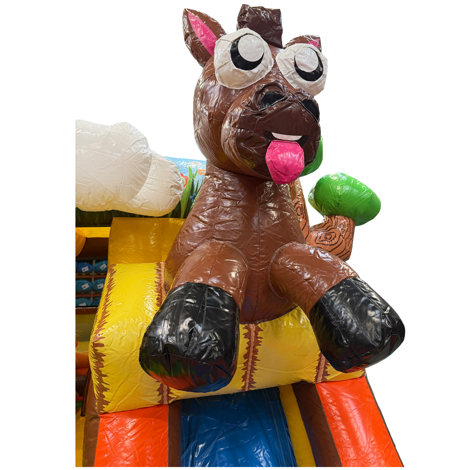 Château gonflable combo midi 2 toboggans Chevaux