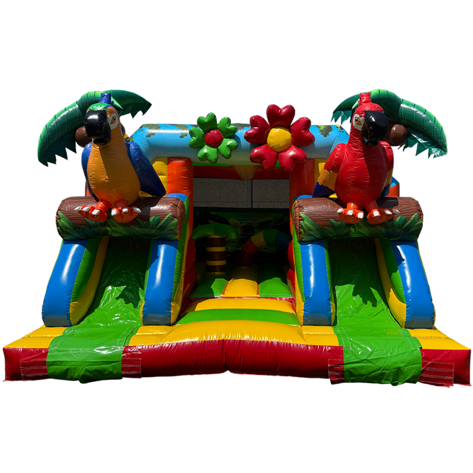 Château gonflable Combo Midi 2 Toboggans Perroquet