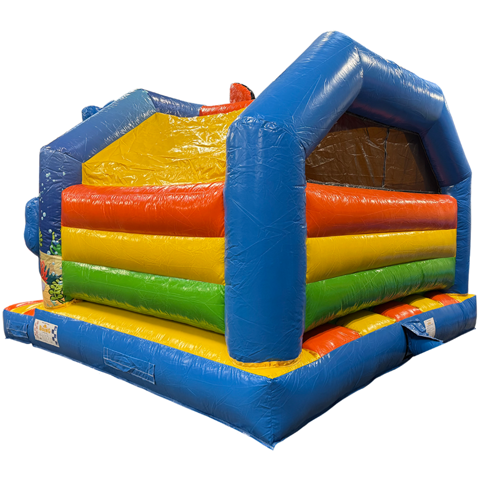 Combo Château Gonflable Clown Poisson Midi 3D Avec Obstacles