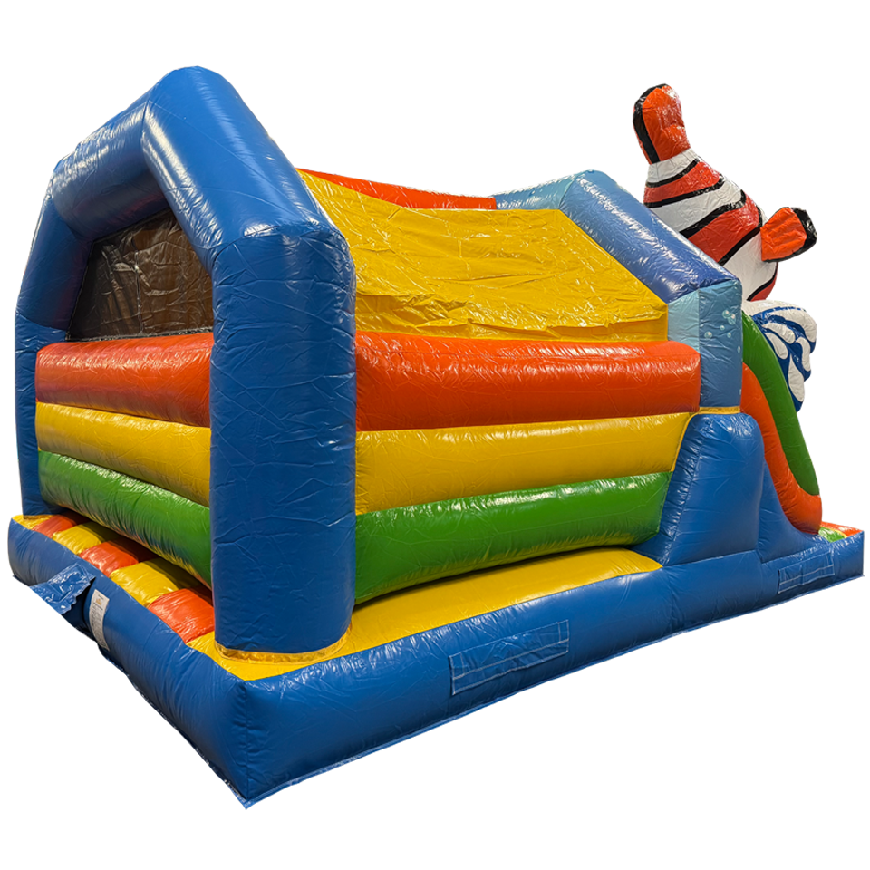 Combo Château Gonflable Clown Poisson Midi 3D Avec Obstacles