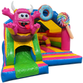 Combo Midi 3D Cookie Monster Fushia Chateau Gonflable Avec Obstacles
