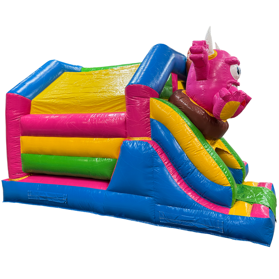Château Gonflable Combo Midi 3D Monstre des Biscuits Fushia Avec Obstacles