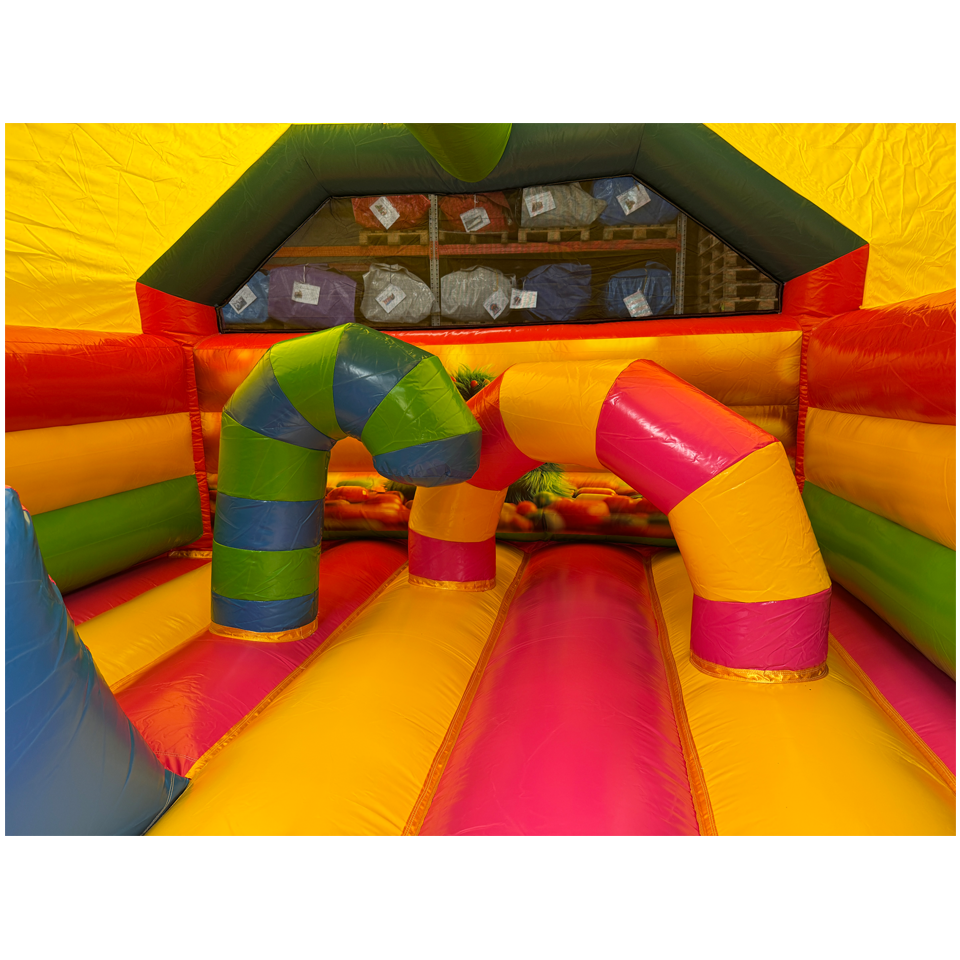 Château Gonflable Combo Midi 3D Monstre des Biscuits Fushia Avec Obstacles