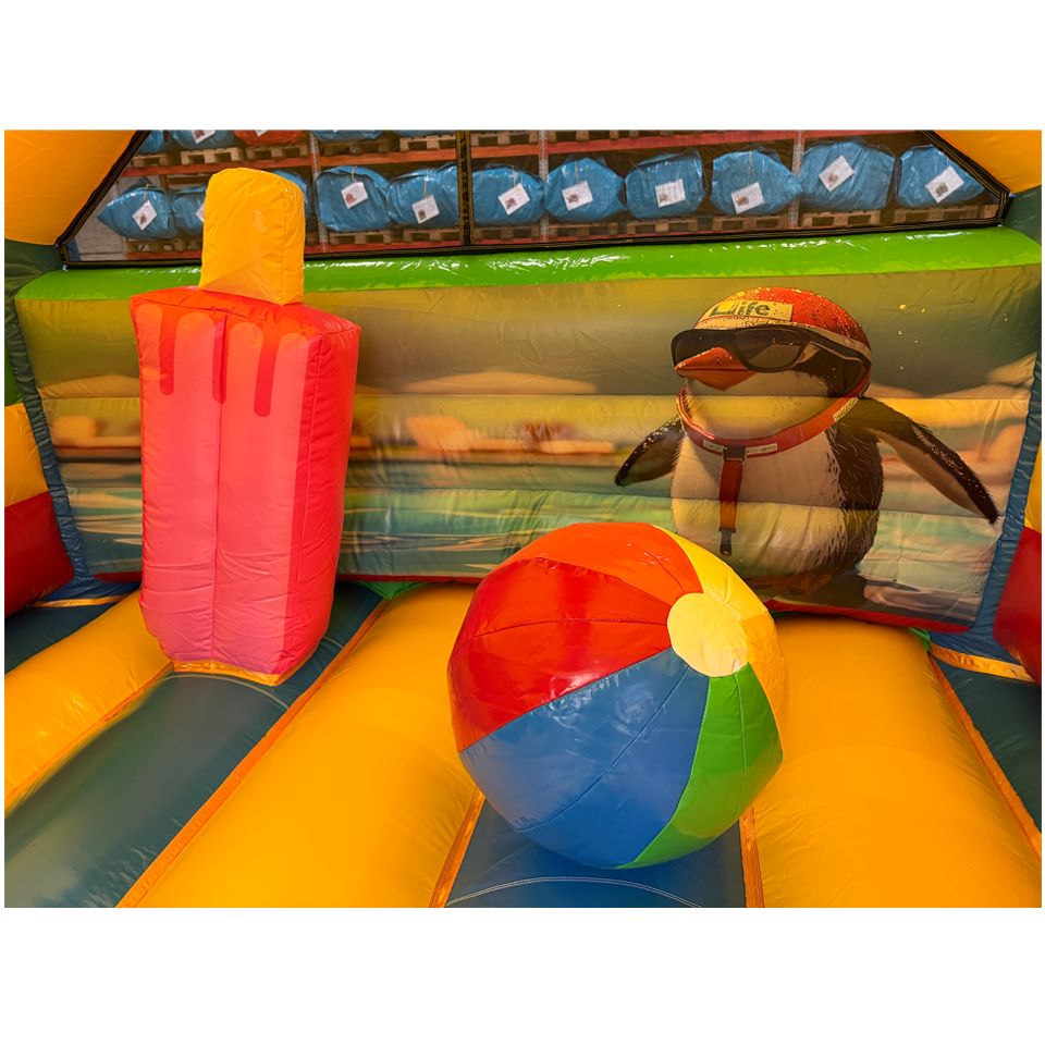 Château Gonflable Combo Midi 3D Crazy Penguin Avec Obstacle
