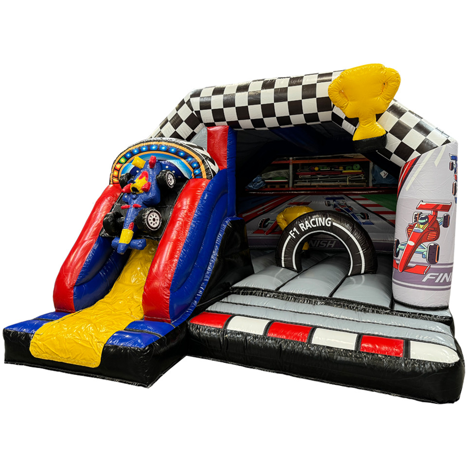 Combo Midi 3D Formule 1 Met Obstakels Springkasteel