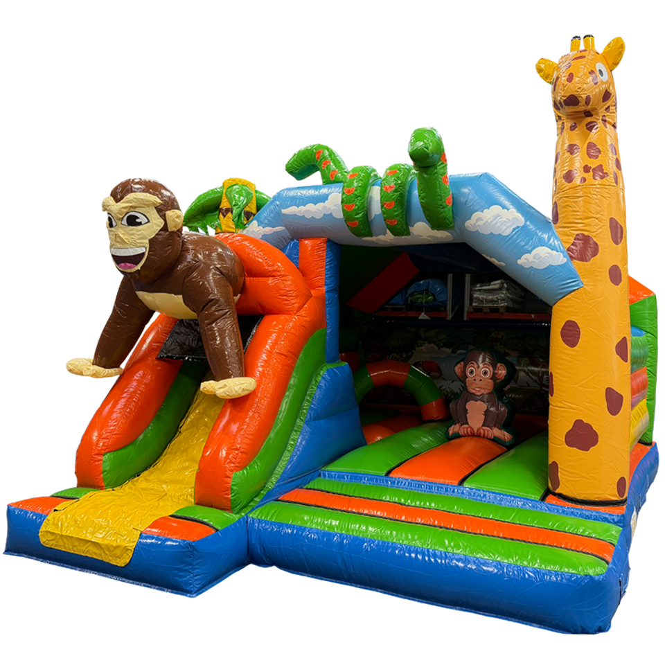 Combo Midi 3D Gorilla Met Obstakels Springkasteel