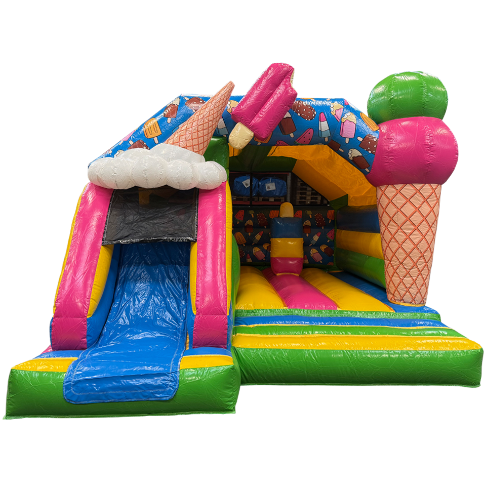 Château Gonflable Combo Midi 3D Glaces avec Obstacles
