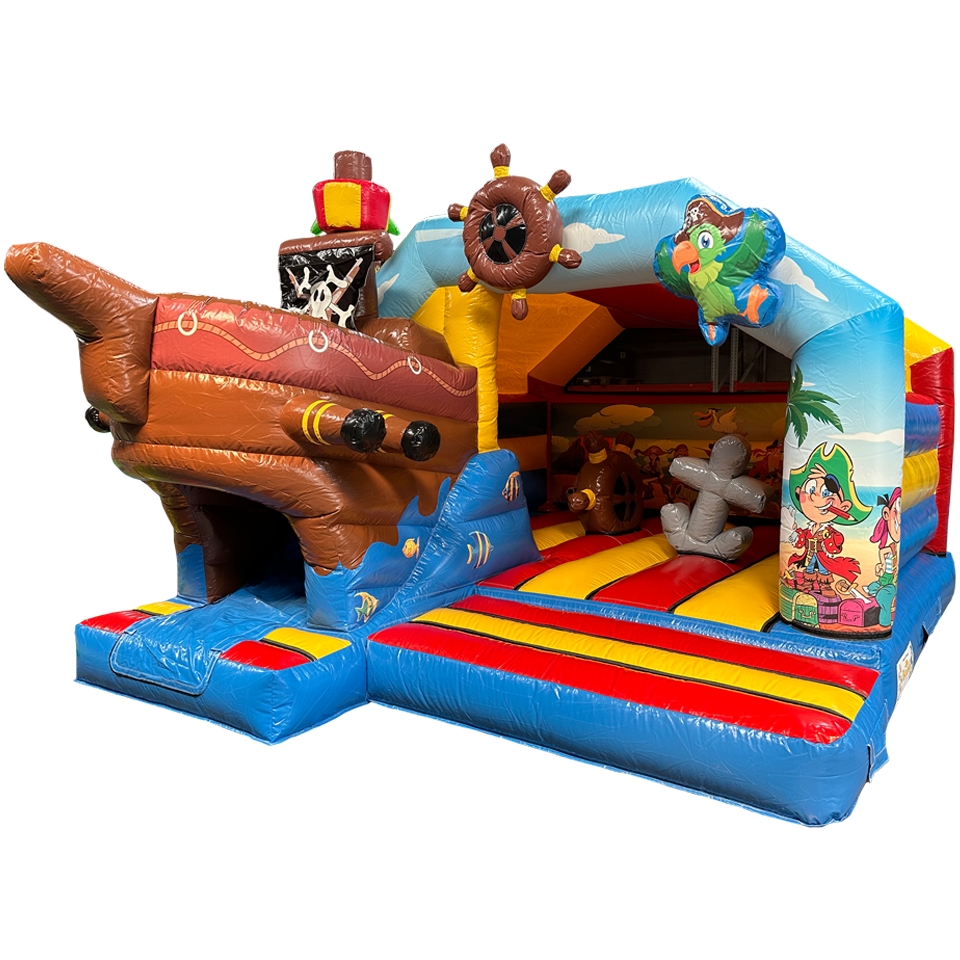 Combo Midi 3D Piratenboot Met Obstakels Springkasteel 